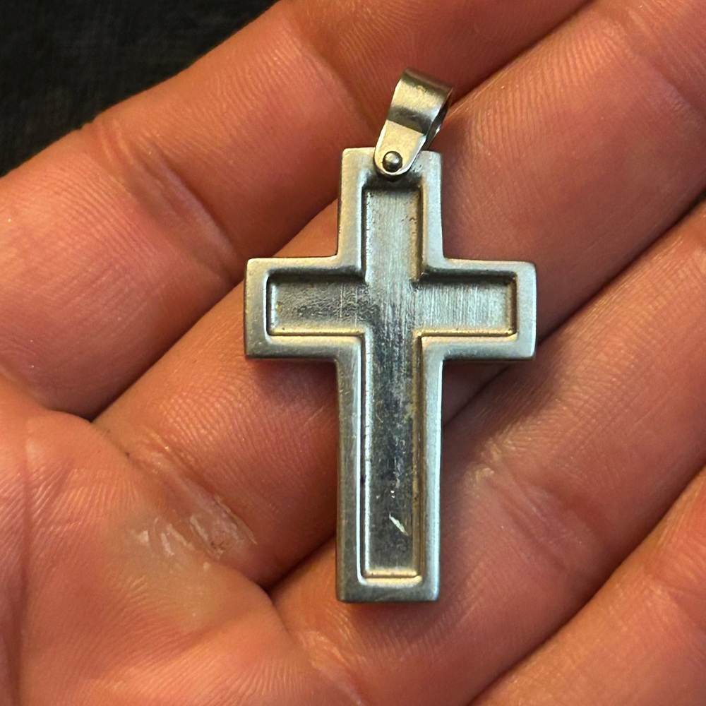 Chisel Stainless Steel Cross Pendant View 2